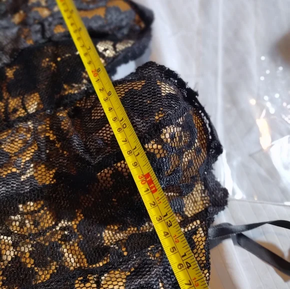 Frederick's of Hollywood Slip Dress Women Large Black Lingerie Floral Lace Mini - Picture 5 of 11